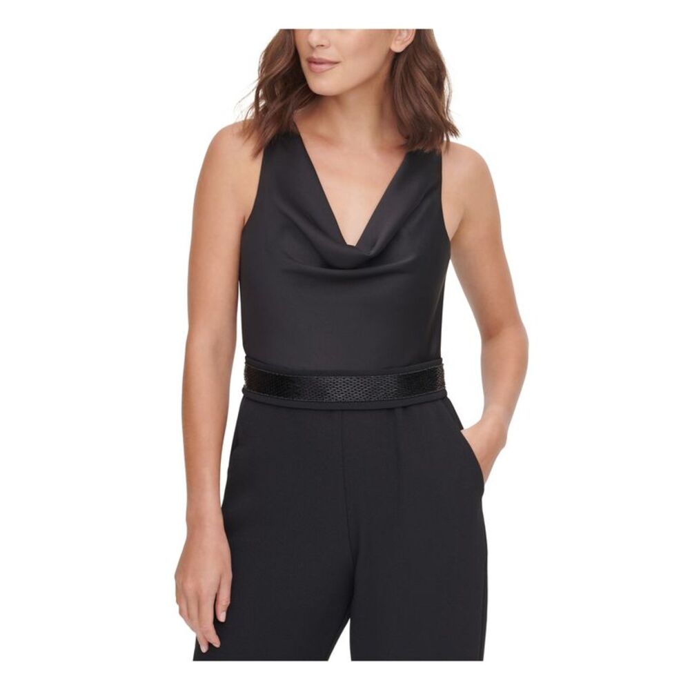 ELIZA J Womens Black Sleeveless Cowl Neck Evening Cropped Jumpsuit Petites 10P - Picture 3 of 3